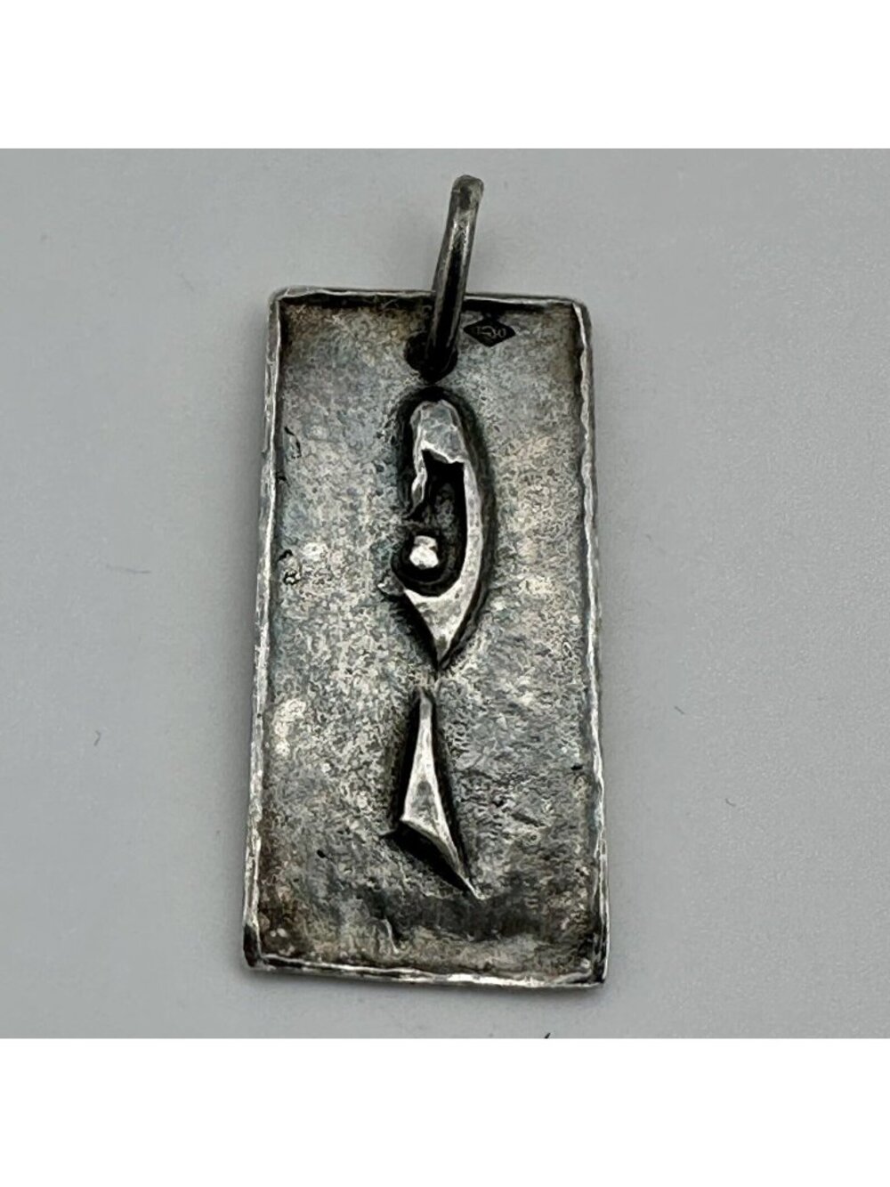 Virgin And Child Pendant Signed Darnas Silver Modern Brutalist French Design